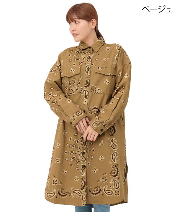 楽天市場】シャツワンピース ロングシャツ ゆったり ペイズリー柄 