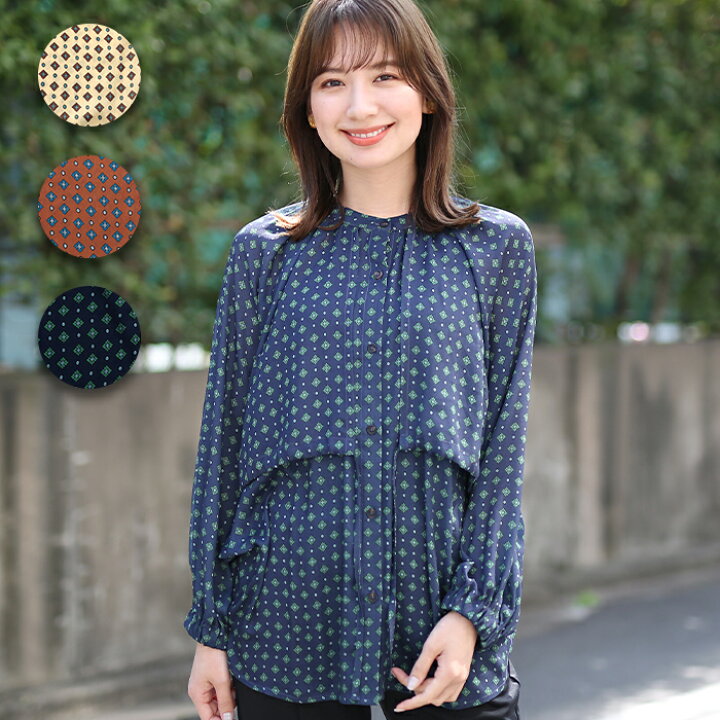 楽天市場】モチーフドットプリントチュニックブラウス ／ チュニック  