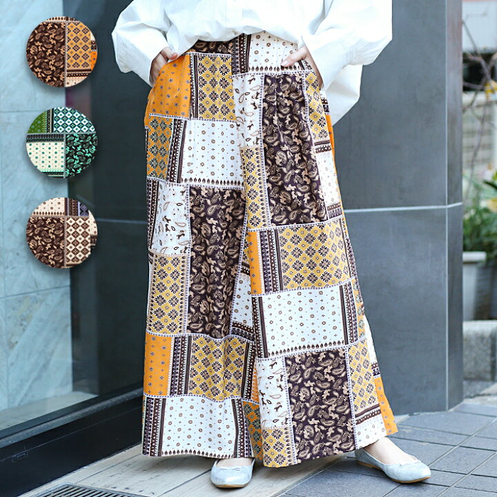 楽天市場】【SALE】パッチワークプリントワイドパンツ ／ ボリューム 