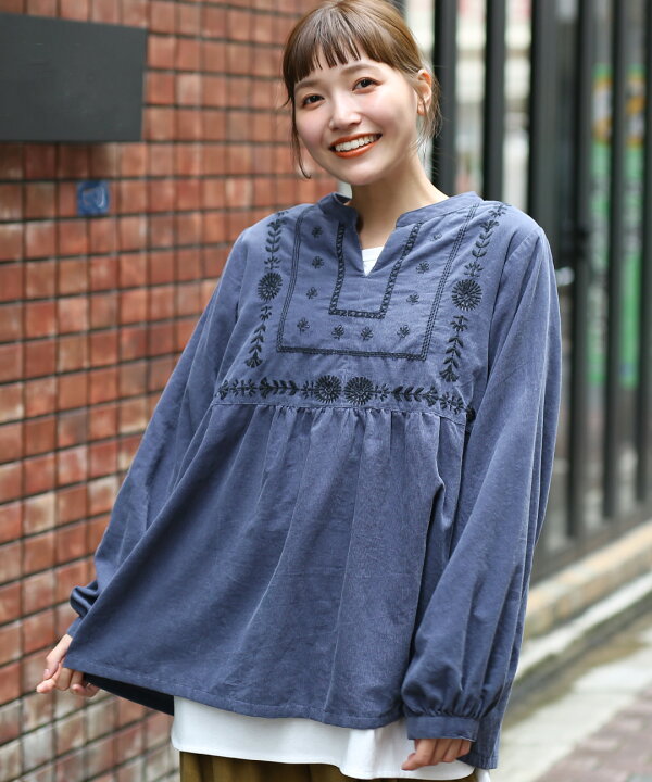 楽天市場】メヒコフロルコーデュロイ刺繍チュニック ／ ブラウス 