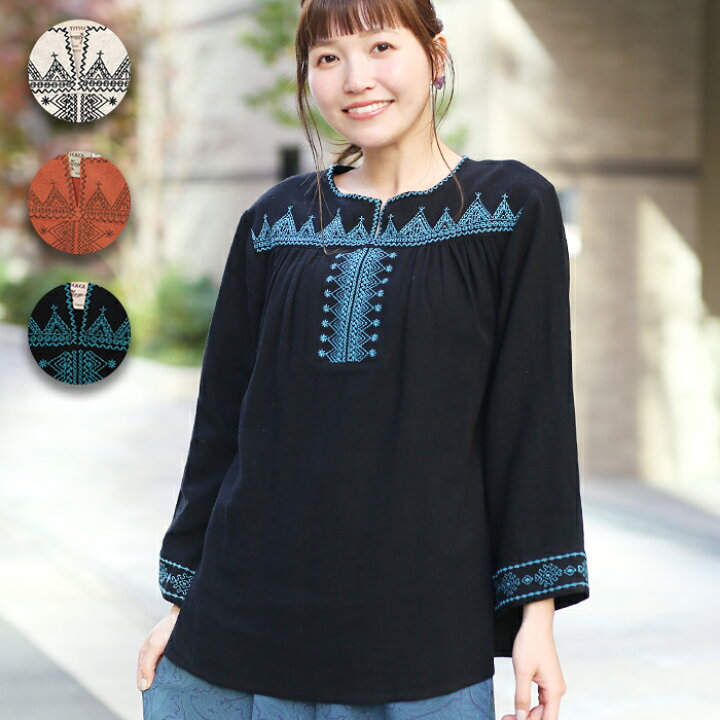 楽天市場】ティピ刺繍ブラウス ／ プルオーバー シャツ トップス 