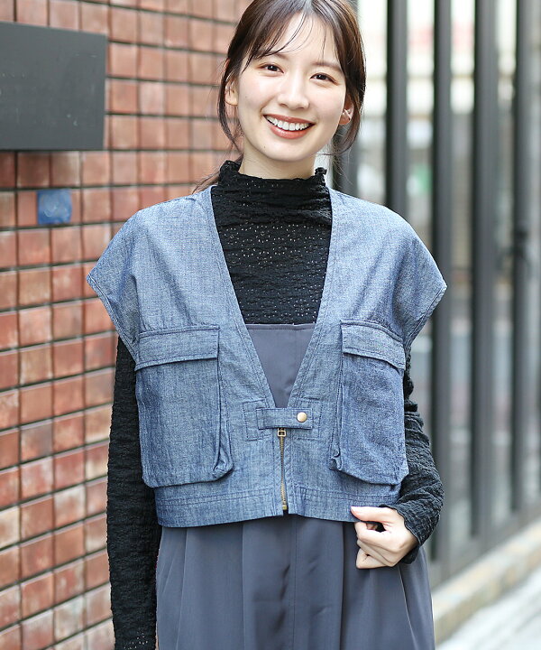 楽天市場】シンプルショートベスト ／ ベスト ジレ 羽織り レディース 