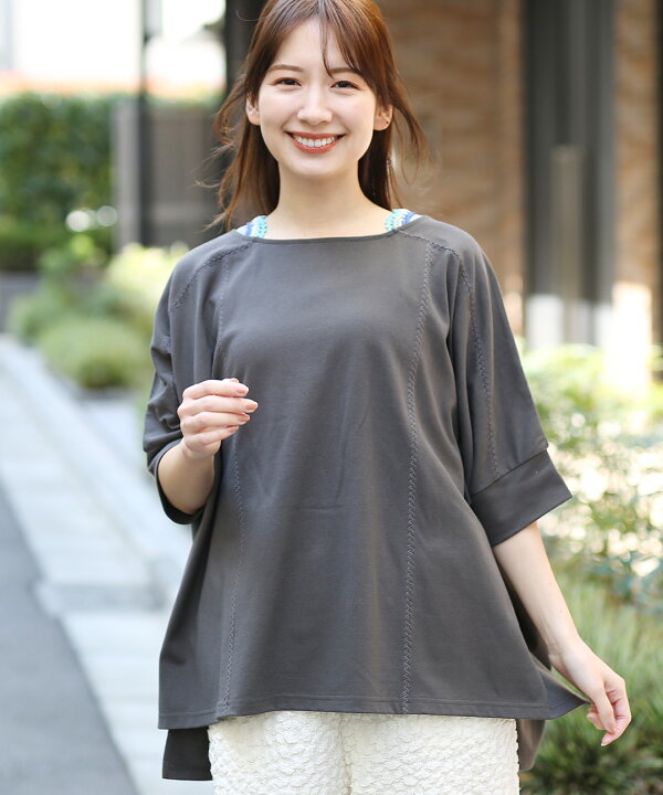 楽天市場】肩チロリージグザグステッチプルオーバー ／ Tシャツ 重ね着  