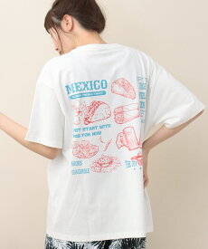 USAコットンメキシコフードプリントTシャツ ／ カットソー 男女兼用 半袖 メキシコ料理 メキシカン タコス ブリトー ナチョス メニュー ユニセックス トップス プルオーバー オーバーサイズ ゆったり ブラック ホワイト クレイジー エスニック チチカカ TITICACA