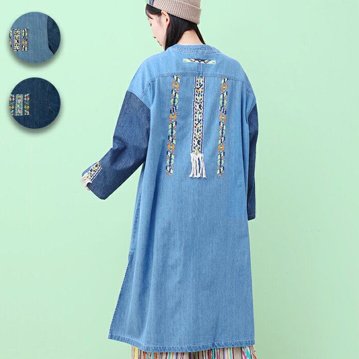 楽天市場】Rico メヒコデニム刺繍ロングジャケット ／ ロング丈 