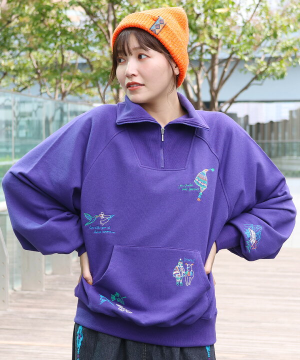 楽天市場】スケッチ刺繍ハーフジッププルオーバー ／ スウェット 