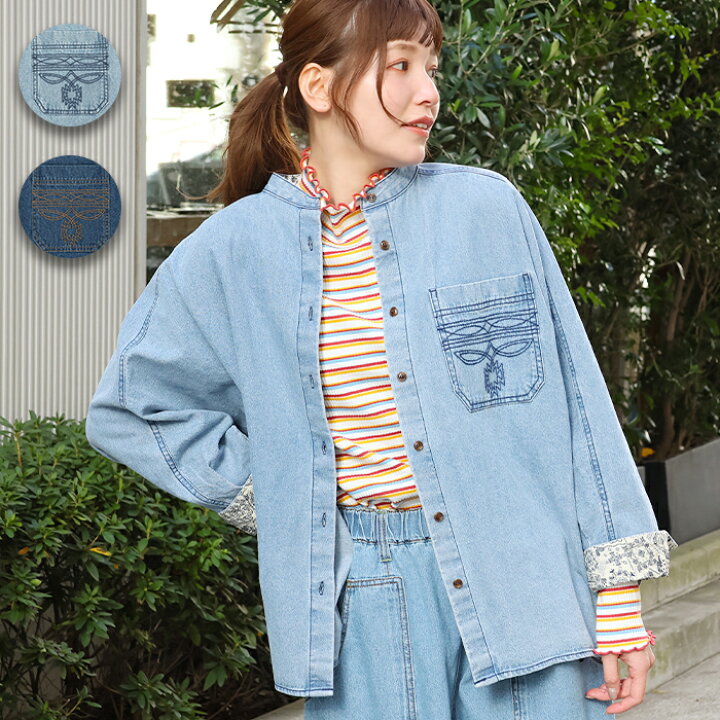 楽天市場】【SALE】デザインステッチライトデニムドルマンシャツ 