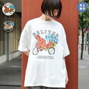 リキシャベアTシャツ ／ カットソー 男女兼用 半袖 綿100％ プリント クルーネック 乗り物 オーバーサイズ BIGTシャツ インド インド カレッジロゴ風 動物 クマ ユニセックス トップス プルオーバー チャコールグレー ホワイト ティーシャツ エスニック チチカカ TITICACA