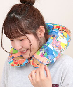 トラベルネックピロー / ネックピロー 旅行用品 カバー外せる 収納袋付き 洗える 空気 折りたためる コンパクト エアピロー トラベルピロー トラベルグッズ 枕 エアー枕 ネック枕 旅行グッ