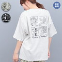 おばけ犬Tシャツ ／ Tシャツ カットソー ティーシャツ バックプリント 犬 コミック風 刺繍 男女兼用 ユニセックス 半袖 クルーネック トップス オーバーサイズ ゆったり オートミール ブラック Mサイズ Lサイズ ユニーク コミカル エスニック チチカカ TITICACA