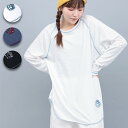 吸湿発熱ワンポイント刺繍ロングTシャツ ／ スラブ天竺 ロングTシャツ レディース 秋 冬 長袖 クルーネック シンプル ワンポイント トップス カットソー プルオーバー ホワイト ネイビー ブラック ステッチ 古着風 ヴィンテージ エスニック チチカカ TITICACA