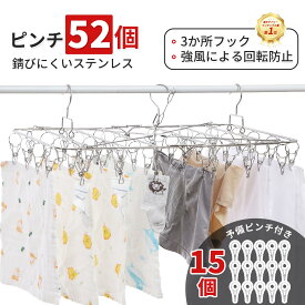 ピンチハンガー ステンレス 52ピンチ ダブルフック 折りたたみ 室内物干し タオル干し 丈夫なハンガー 角ハンガー 引っ張るだけ コンパクト 物干し タオル掛け 洗濯ハンガー 洗濯バサミ 軽量 タオルハンガー 室内 屋外 年末掃除