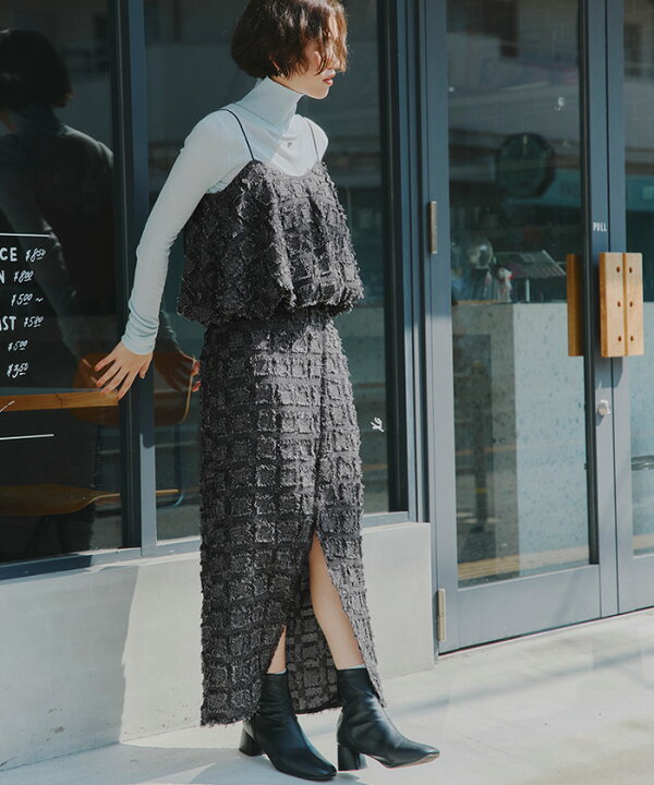 楽天市場】フリンジチェックセンタースリットスカート ボトムス  