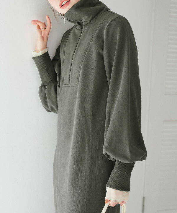 楽天市場】ジップデザインスウェットワンピース ワンピース レディース  