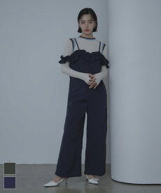 【店内全品20％OFFクーポン】12/11 1:59まで■フリルオフショルオールインワン【miette ミエット】