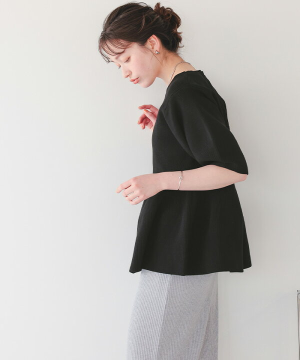 楽天市場】フレアデザインニットトップス ペプラムシルエットが女性  