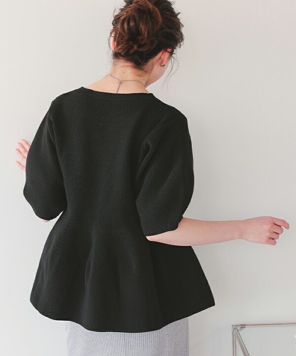 楽天市場】フレアデザインニットトップス ペプラムシルエットが女性  