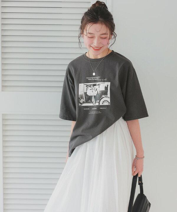 楽天市場】オーバーサイズピグメントフォトプリントTシャツ トップス 