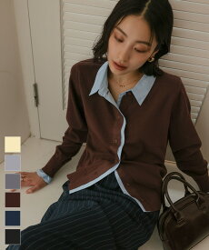 【店内全品20％OFFクーポン】11/11 1:59まで■シャツレイヤード風カーディガン【miette ミエット】