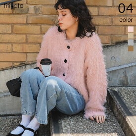 【クーポン利用で2372円】ふわふわ毛ガキニットカーディガン トップス レディース 落ち感 ふわふわ 柔らかい 配色釦 毛ガキ 編み 大人カジュアル 大人可愛い