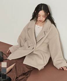 【店内全品20％OFFクーポン】12/11 1:59まで■シャギーダブルテーラードジャケット【miette ミエット】