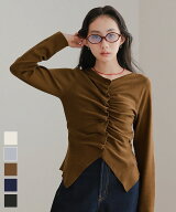 【クーポン利用で4392円】フロントギャザーボタンニット【miette ミエット】
