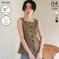 リネンライクノースリーブジレ/トップス トップス レディース ジレ ベスト ノースリーブ リネン ベーシッ…