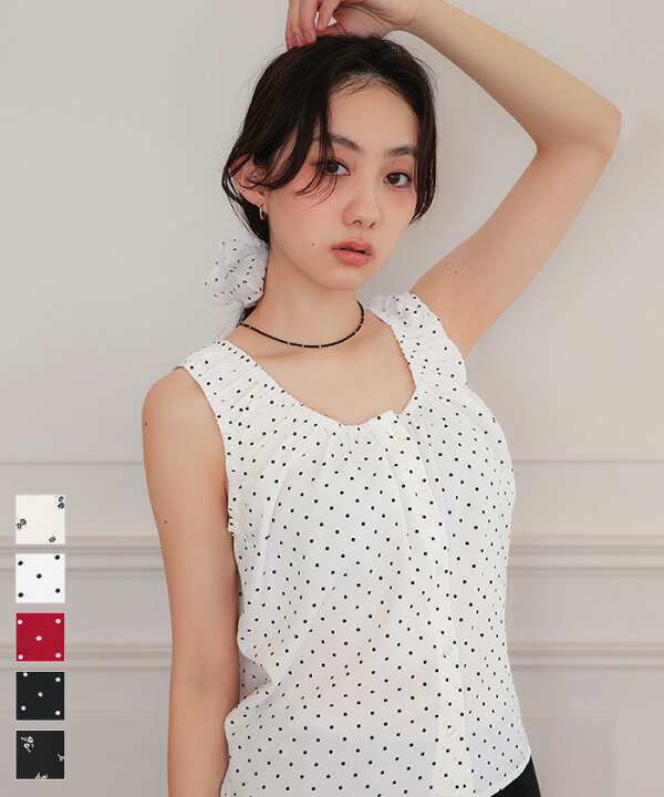 楽天市場】ギャザーデザインノースリーブブラウス【miette ミエット 