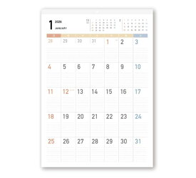 シンプル カレンダー 2025 壁掛け 大きい 月曜スタート くすみカラー A2 (60×42m) ノートライフ 書き込み おしゃれ