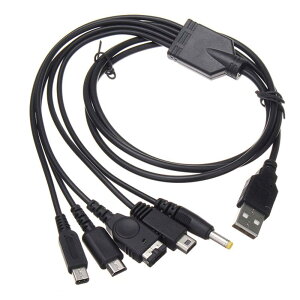 5 in 1 USB �[�d�P�[�u�� 115cm �u���b�N �j���e���h�[ New 3DS(xL/Ll), 3DS(XL/LL), 2DS, DSi(XL/LL), GBA SP, Wii U, PSP 1000/2000/3000�ɑΉ��[�d�P�[�u�� �}��