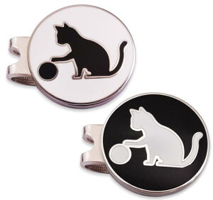 ゴルフ マーカー ゴルフキャップクリップ 磁気両面ロゴボールマーク かわいい猫と 肉球 デザイー 2個入り