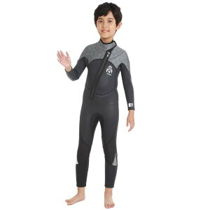 子供ウェットスーツ 2.5mm フルスーツ フロントジップ 水着セット キッズ水着 水遊び 長袖 防寒保温 ダイビングスーツ サーフィン シュノーケリング R005