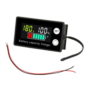 バッテリーモニター バッテリーチェッカー デジタル電圧計 車 DC8-100V 12V 24V 36V 48V 60V 72V LED 温度アラーム機能付き