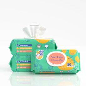 ペット ウェットティッシュ 80枚 犬 ボディシート 足拭きシート 耳・目の周り 全身清潔用 猫 ペット用 なめても安心 ノンアルコール 無香料 厚手 大判