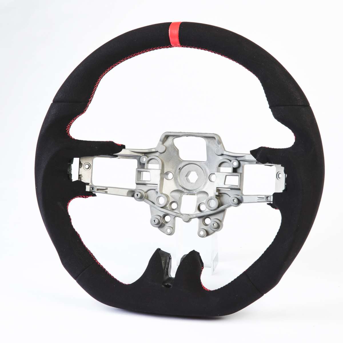 フォード用 マスタング エコブースト 5.0GT用 ステアリング ハンドル 赤い輪デザイン 本革スエード【___OCS】 ステアリング・ハンドル