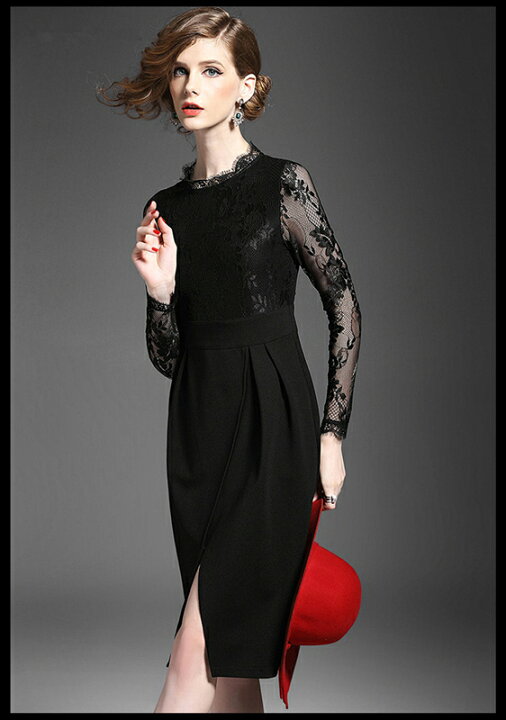 楽天市場 総レースワンピース 結婚式 ワンピース 結婚式ワンピース 二次会 ブラックフォーマル フォーマルワンピース 長袖ワンピ ス パーティードレス 花柄 大人 披露宴 30代 40代 お呼ばれ 高級 大きいサイズ 膝丈 ミセス Good Goods