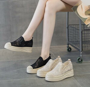 インヒール スリッポン レディース ウェッジソール スニーカー スエード 厚底 インヒールスリッポン シューズ 黒 厚底スニーカー ヒール 6センチ 6cm