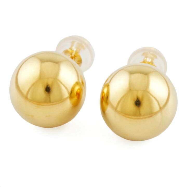 K18 丸玉10mm ぷっくりピアス - ピアス(両耳用)