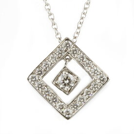 【12%OFFメガクーポン】 ティファニー TIFFANY&Co. オープンスクエア ネックレス Pt950プラチナ ダイヤモンド レディース 中古