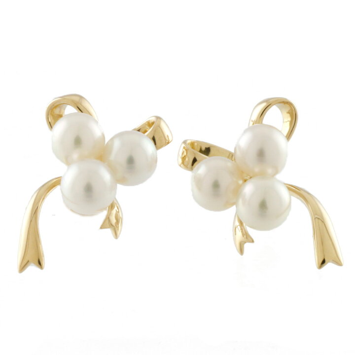楽天市場】【送料無料】【中古】 MIKIMOTO ミキモト K18 ピアス リボン  