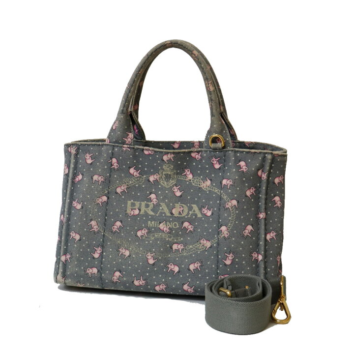 楽天市場】プラダ PRADA カナパ トートバッグ グレー レディース 中古 