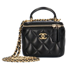 シャネル CHANEL スモールバニティ マトラッセ ショルダーバッグ ラムスキン ブラック レディース 中古