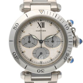 カルティエ CARTIER パシャ クロノグラフ 腕時計 時計 ステンレススチール クオーツ メンズ 1年保証 中古
