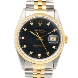 ロレックス デイトジャスト オイスターパーペチュアル 腕時計 時計 ロレックス ステンレススチール 16233G 自動巻き メンズ 1年保証 ROLEX 中古X番 1991年式 10Pダイヤモンド オーバーホール済