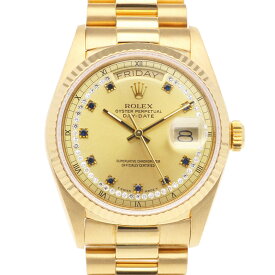 ロレックス デイデイト オイスターパーペチュアル 腕時計 時計 ロレックス 18金 18038LS 自動巻き メンズ 1年保証 ROLEX 中古91番 1985年式 ダイヤモンド 10Pサファイア オーバーホール済