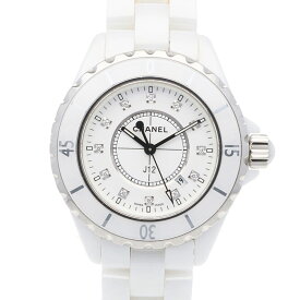シャネル J12 腕時計 時計 シャネル ホワイトセラミック H1628 クオーツ レディース 1年保証 CHANEL 中古12Pダイヤモンド