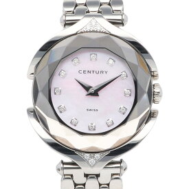 センチュリー アフィニティー 腕時計 時計 センチュリー ステンレススチール クオーツ レディース 1年保証 CENTURY 中古ピンクシェル 12Pダイヤモンド