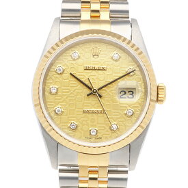 ロレックス デイトジャスト オイスターパーペチュアル 腕時計 時計 ロレックス ステンレススチール 16233G 自動巻き メンズ 1年保証 ROLEX 中古T番 1996年 10Pダイヤ