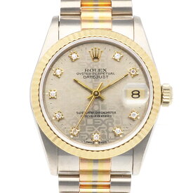 ロレックス デイトジャスト オイスターパーペチュアル 腕時計 時計 ロレックス 18金 68279G 自動巻き ユニセックス 1年保証 ROLEX 中古L番 1989年～1990年式 トリドール 10Pダイヤモンド