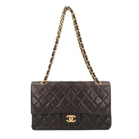 シャネル Wフラップ25 マトラッセ ショルダーバッグ シャネル ラムスキン ブラック レディース CHANEL 中古